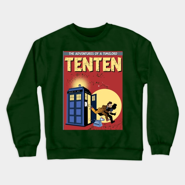 TENTEN THE ADVENTURES OF A TIMELORD VINTAGE COMIC COVER Crewneck Sweatshirt by KARMADESIGNER T-SHIRT SHOP